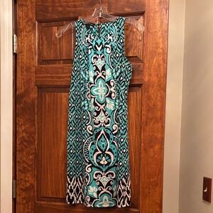 INC International Concepts Teal and Black Midi Dress